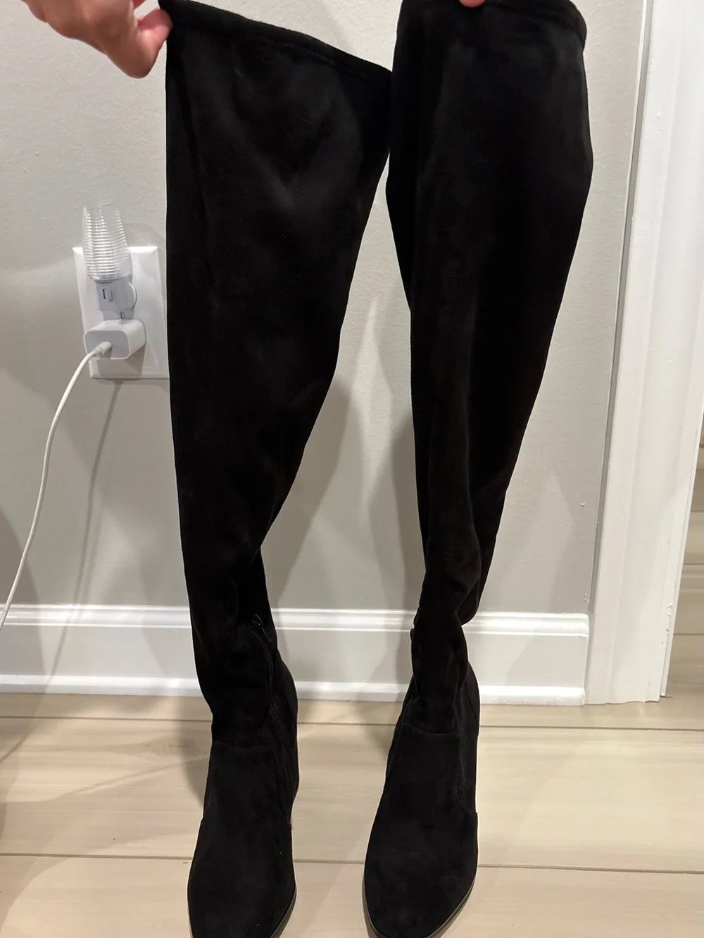 Jessica Simpson Black Over-the-Knee Suede-Look Boots